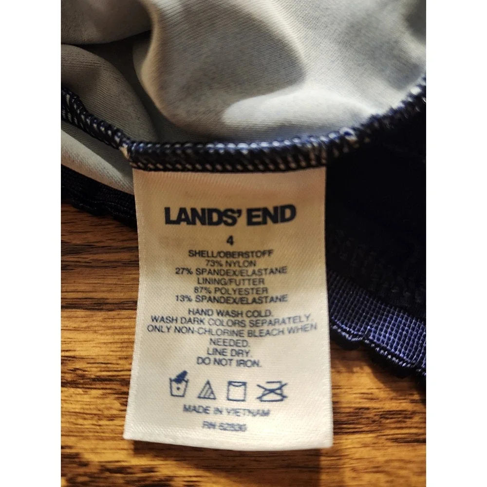 Lands' End One Piece Swimsuit Womens Ombre‎ Blue Scoop Neck Tugless Tank Size 4